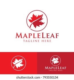 Red Maple leaf logo illustration. 