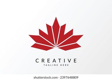 Red maple leaf logo vector icon illustration. Canadian maple leaf