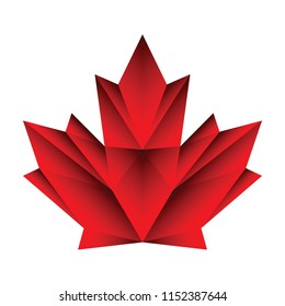 A red maple leaf in a low polygon style.
