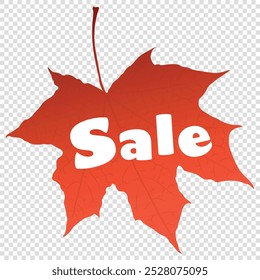 Red maple leaf for sale with transparent background. Good  for ad posts, web posts, sale ads, banners, stickers
