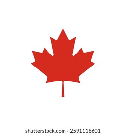 Red maple leaf vector illustration. Canada symbol