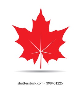 Red Maple Leaf. Vector illustration and icon.
