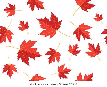red maple leaf vector seamless pattern for wallpaper, background, cover, greeting card, fabric textile