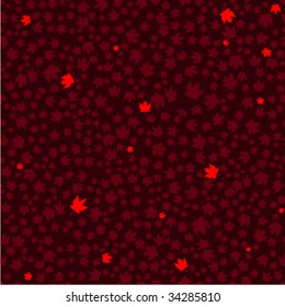 Red maple leaves of autumn - seamless vector background