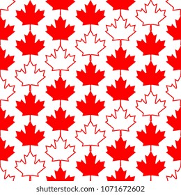 red maple leaves on white background. seamless pattern