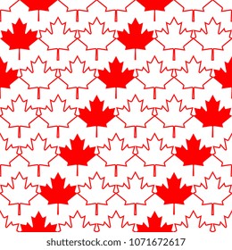 red maple leaves on white background. seamless pattern