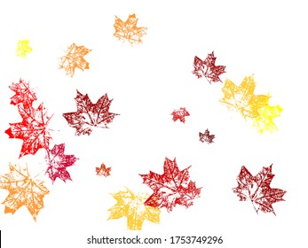 Red maple leaves transparent background. Maple leafs silhouette autumn wind. Vector illustration.