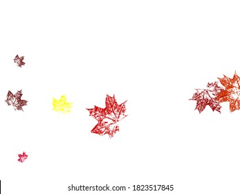 Red maple leaves transparent background. Distress natural background red color. Vector illustration.