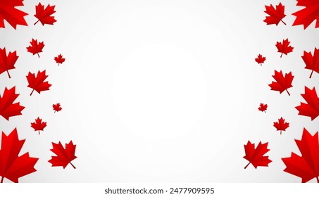 Rote Ahornblätter mit weißem Hintergrund. 1. Juli Happy Canada Day.