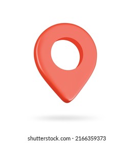 Red mapped pin pointer 3d icon. Isolated object on a transparent background