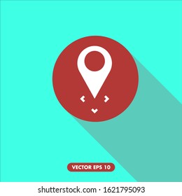 red maps pin with the target location with a shadow flat style icon. illustration vector. perfect for website, app, banner, flyer, advertising
