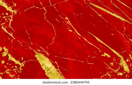 Red marble abstract background texture with luxury style golden lines. Marbling Paint Background. Alcohol Ink Marble. Elegance stylish distress design for business card, banner, poster. Vector EPS10.