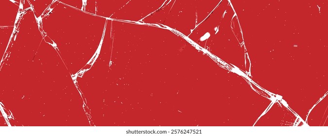 Red marble background with white veins. The background features a bold red color and a smooth, glossy texture. Cracked glass background vector. Red background.