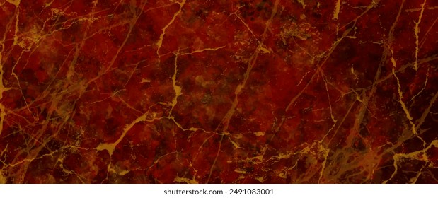 Red marble vector texture background for cover design, poster, flyer, cards and interior design. Stone natural texture with golden cracks. Tile. Floor. Wall. Hand drawn luxury illustration.