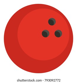Red marbled bowling ball icon flat isolated on white background vector illustration