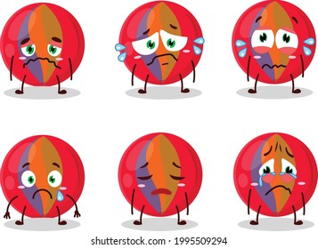 Personaje de caricatura de mármoles rojos con expresión triste. Ilustración del vector