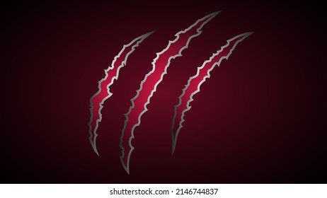 Red mark of animal claws on a black background