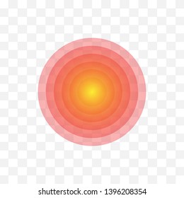 Red mark of localization of pain. Abstract symbol of pain. Template for medical informational illustrations. Vector illustration.