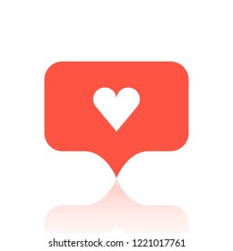 A red mark on which a white heart symbol is depicted.