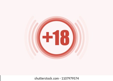 Red mark that prohibits age category +18 on a red background.