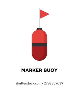 Red marker buoy with flag isolated on white background nautical navigation