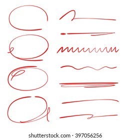 red marker, circle highlighter, brush line, underline set