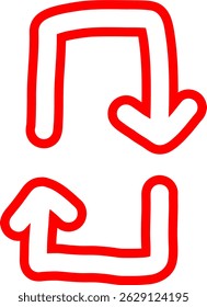 Red Marker Doodle Arrow With Outline