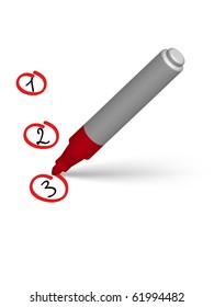 red marker encircling  numerals on the white paper