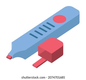 red marker isometric style icon