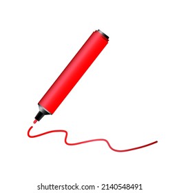 Red Marker Line For Paper Design. Writing Education Concept. Vector Illustration. Stock Image.