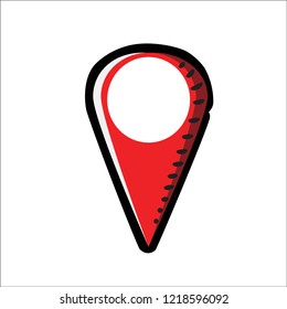 Red Marker for the Map. Icon. Sketch. Symbol. Sign. Stock Vector Illustration. Transparent. White Isolated.