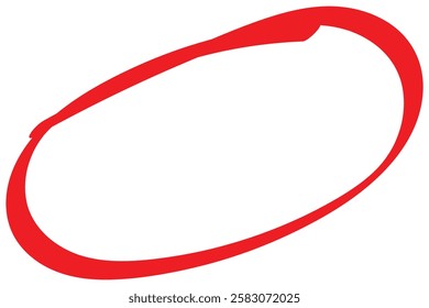 Red marker pen highlighter circle. Handwritten red circle. For marker pen, pencil, logo and text check. Vector illustration