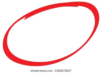 Red marker pen highlighter circle. Handwritten red circle. For marker pen, pencil, logo and text check. Vector illustration