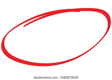 Red marker pen highlighter circle. Handwritten red circle. For marker pen, pencil, logo and text check. Vector illustration