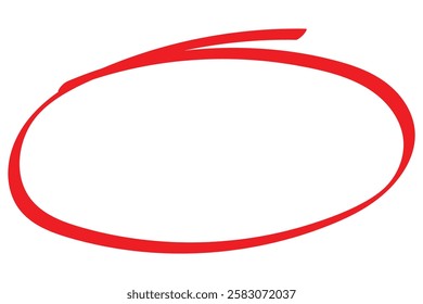 Red marker pen highlighter circle. Handwritten red circle. For marker pen, pencil, logo and text check. Vector illustration