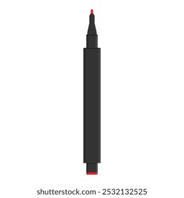 Red marker pen for highlighting important information with red ink isolated on white background. Vector illustration
