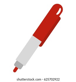 Red marker pen icon flat isolated on white background vector illustration