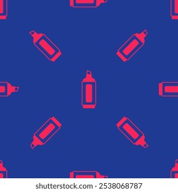 Red Marker pen icon isolated seamless pattern on blue background.  Vector