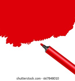 Red marker pen spot isolated on a white background. Scribble stain artistic artwork.