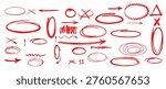 Red Marker Scribble Circles Arrows Underline Highlight Vector Pack.