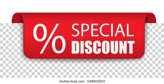 Red marker with the text Special Discount on the checked background. Eps 10 vector file.