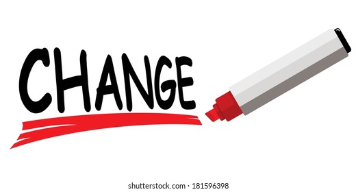 red marker underlining word change