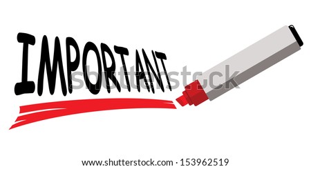 red marker underlining word important