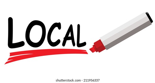 red marker underlining word local