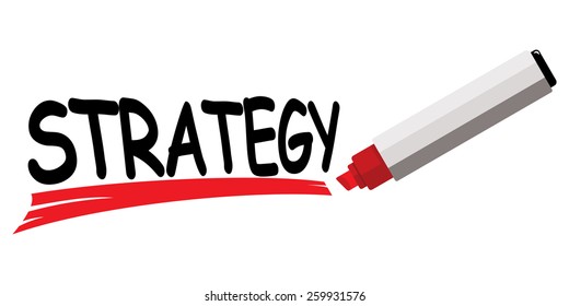 red marker underlining word strategy