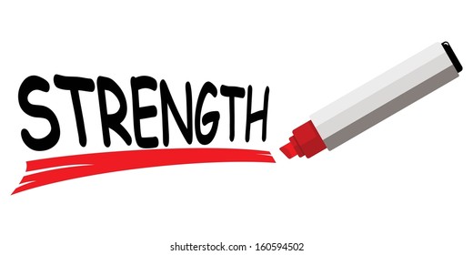 red marker underlining word strength 