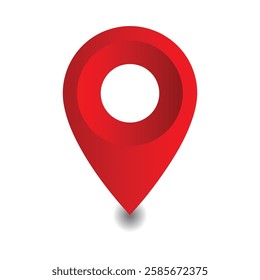 Red marker with a white dot on it. Location map Icon vector illustration.