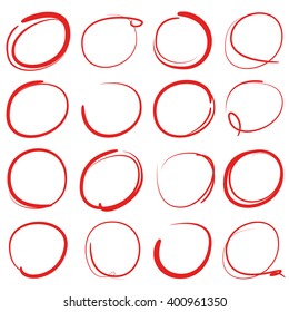 red markers, red circles, red highlighters