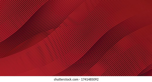 Red maroon background with 3D modern wave curve abstract presentation background. Luxury paper cut background. 3d vector illustration for decoration, banner, flyer, business card design, and much more