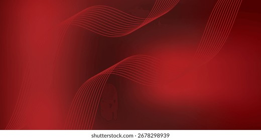 Red maroon background with 3D modern wave curve abstract presentation background. Luxury paper cut background.